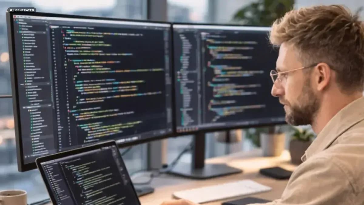 Ein Programmierer beim Programmieren